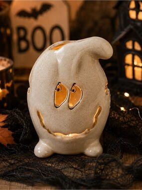 Ceramic Ghost Tea Light Holder Halloween Decor by TII Collections NEW